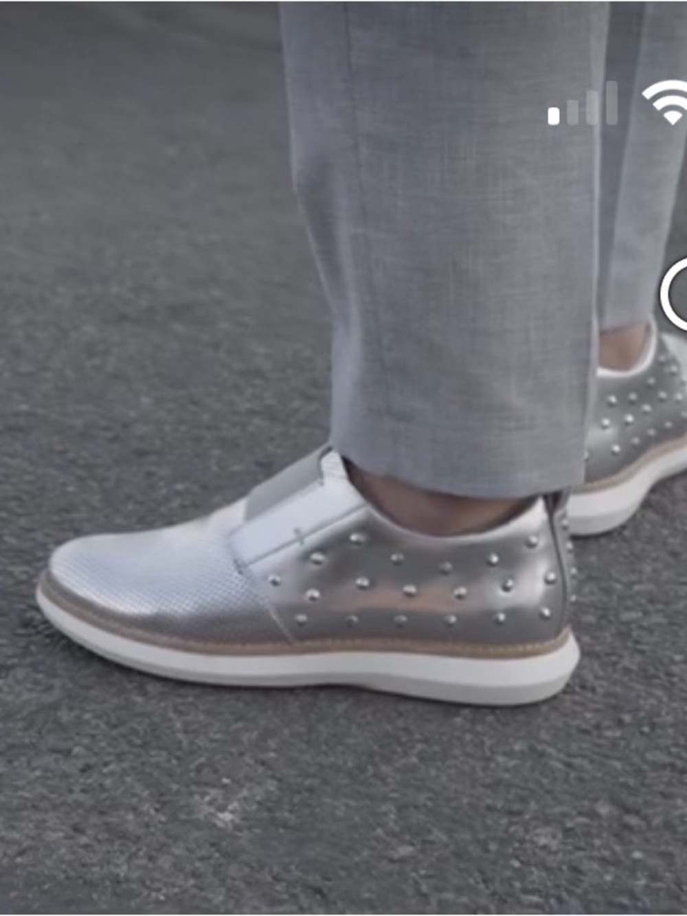 Code by Gentry Executive metallic silver perforated slip-on dress sneakers men’s